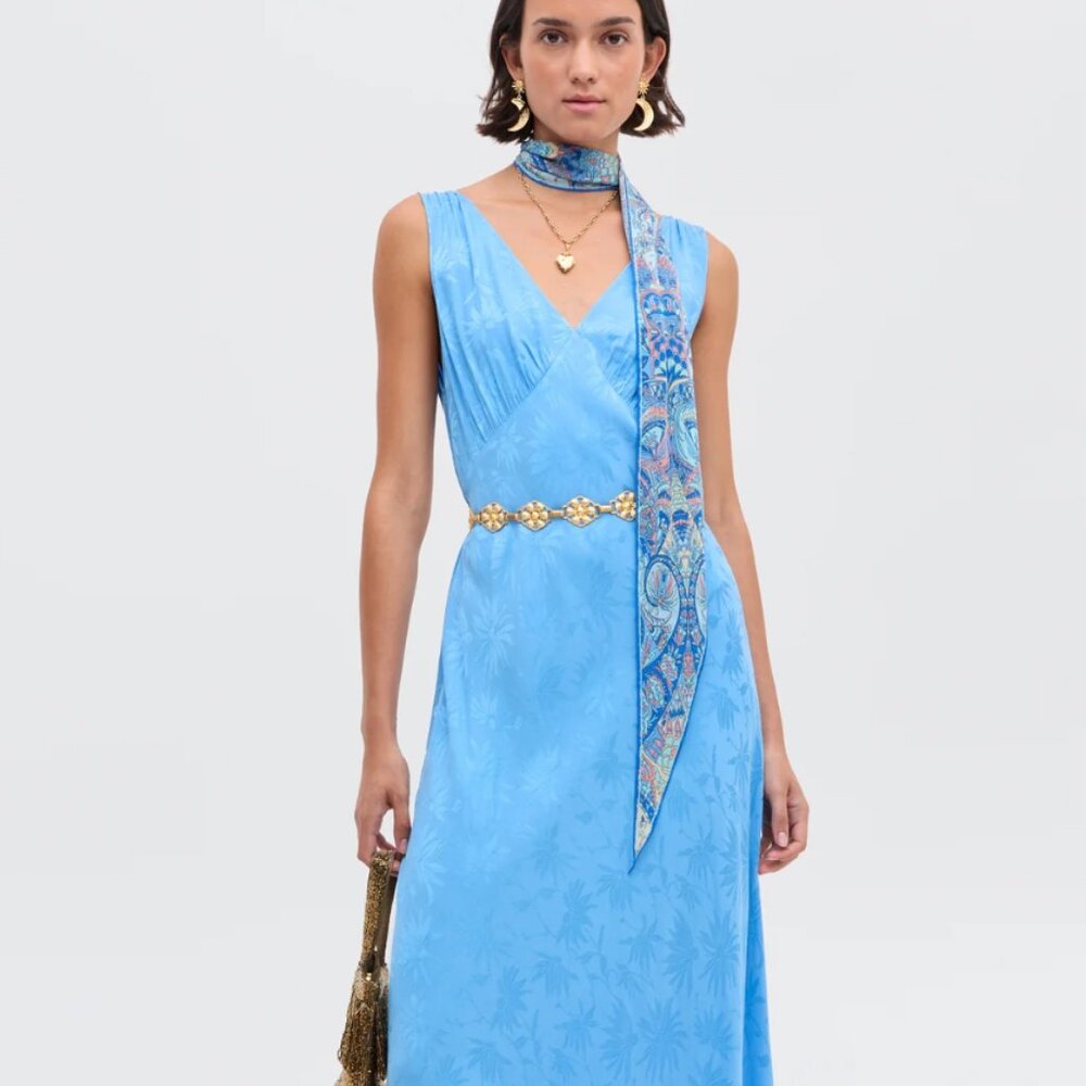 RIXO Dazzling Blue Jacquard Dress
